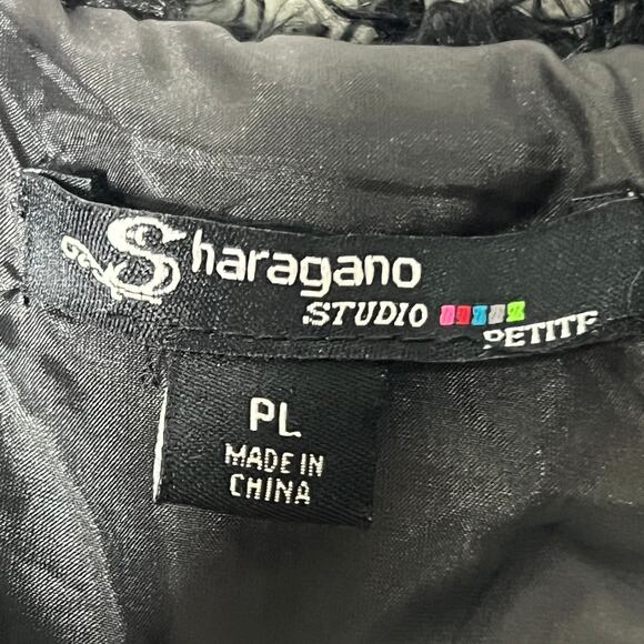 Sharagano Studio Fuzzy Black Vest Petite Large with Hood and Pockets - Picture 4 of 6